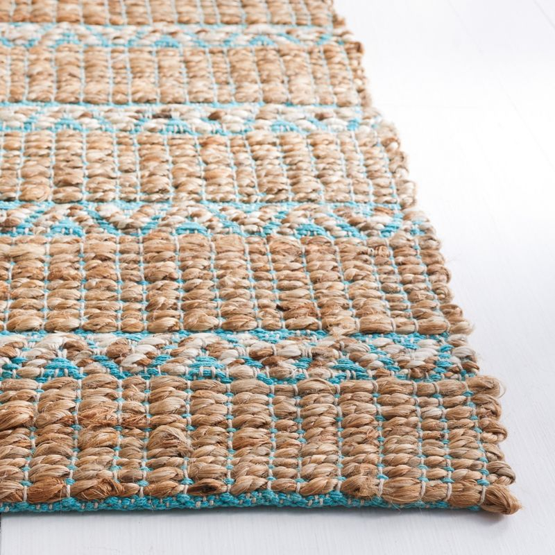 Natural Fiber NFB655 Power Loomed Runner Rug - Teal/Natural - 2'3"x8' - Safavieh.