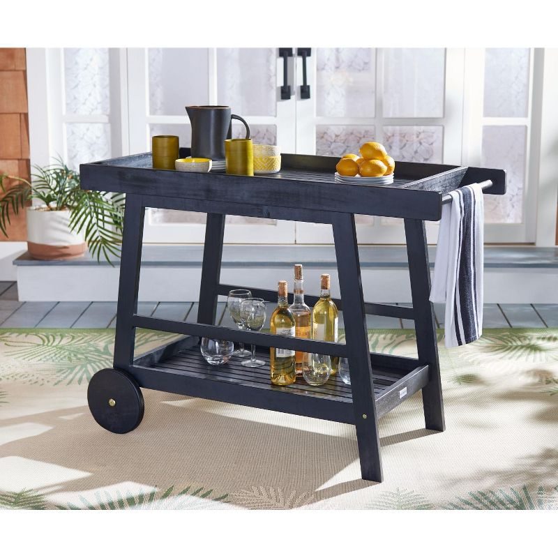 Renzo Indoor/Outdoor Serving Cart PAT7032 - Black - Safavieh