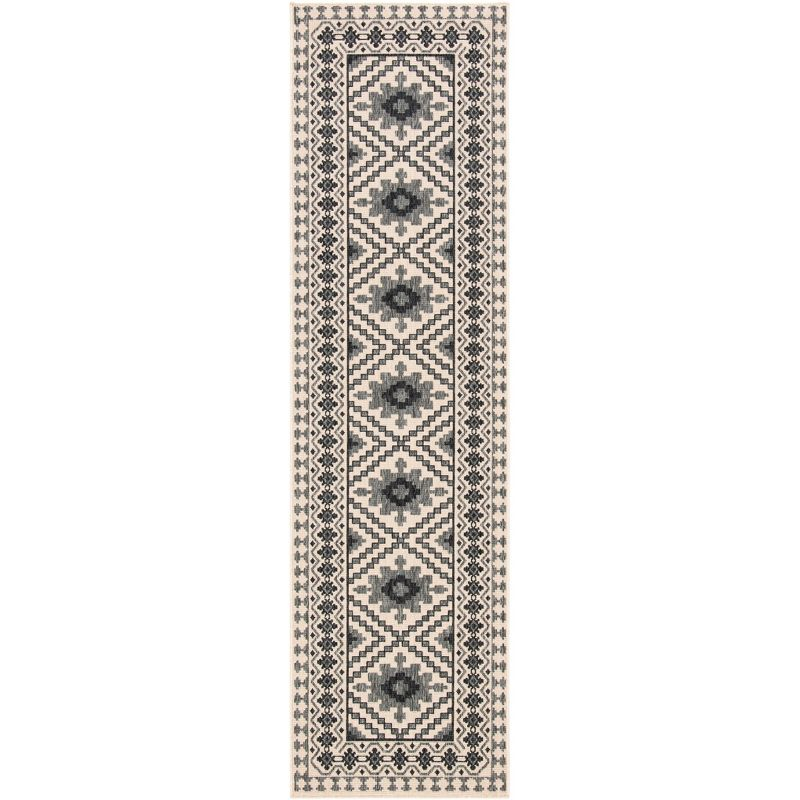 Veranda VER099 Power Loomed Indoor/Outdoor Runner Rug - Ivory/Slate - 2'3"x10' - Safavieh