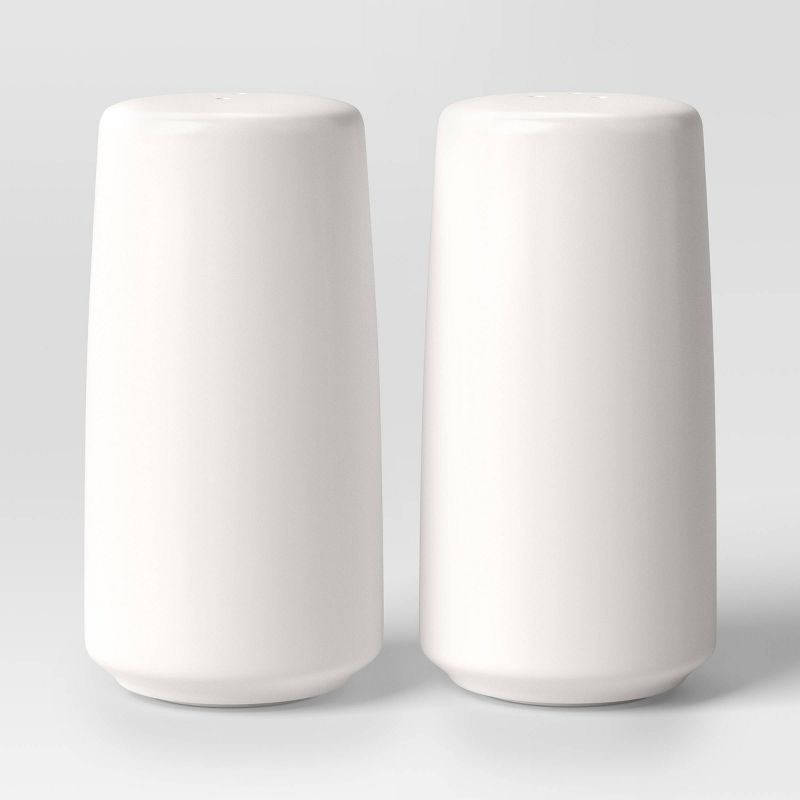 2pc Stoneware Salt and Pepper Shaker White - Threshold™: Hand Wash, 3.5" Height, 1.75" Width, Tableware Set