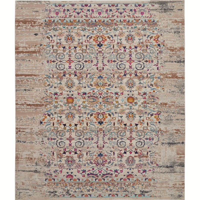 Nourison Vintage Kashan VKA02 Ivory/Light Blue/Orange Indoor Area Rug - 7'10 x 9'10