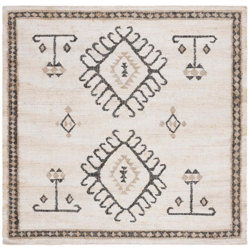 Kilim KLM762 Flat Weave Accent Rug - Ivory/Black - 3'x3' - Safavieh
