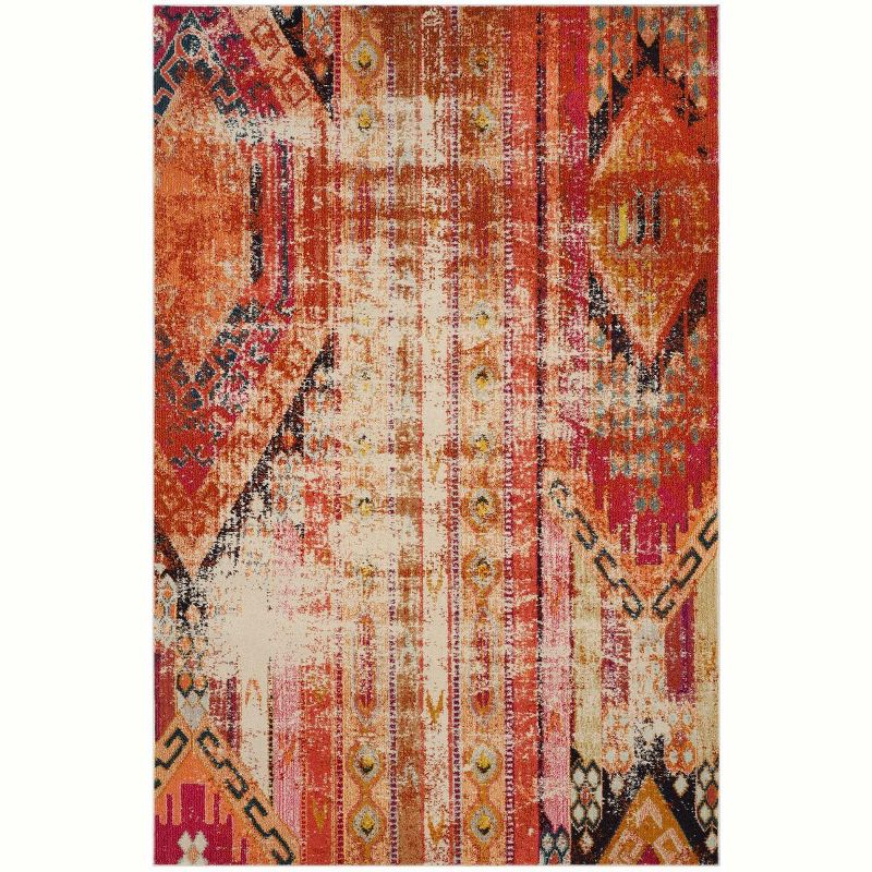 Monaco MNC222 Power Loomed Indoor Area Rug - Orange/Multi - 5'1"x7'7" - Safavieh