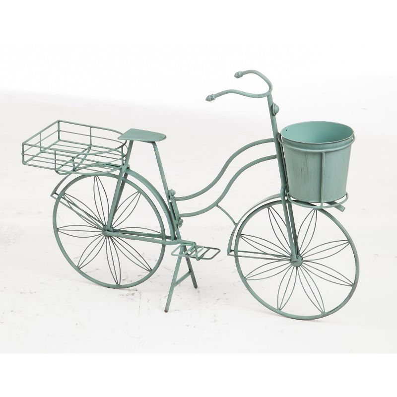 Evergreen Vintage Teal Bicycle Planter Outdoor Safe Decor