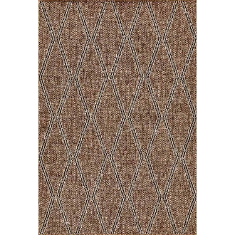 Momeni 6'6"x9' Hampton Ozzy Machine Loomed Indoor/Outdoor Area Rug Natural: Geometric Rectangle, Low Pile Polypropylene