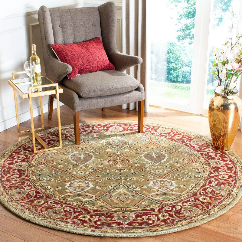 Persian Legend PL819 Hand Tufted Round Traditional Area Rug - Light Green/Rust - 6' Round Safavieh.