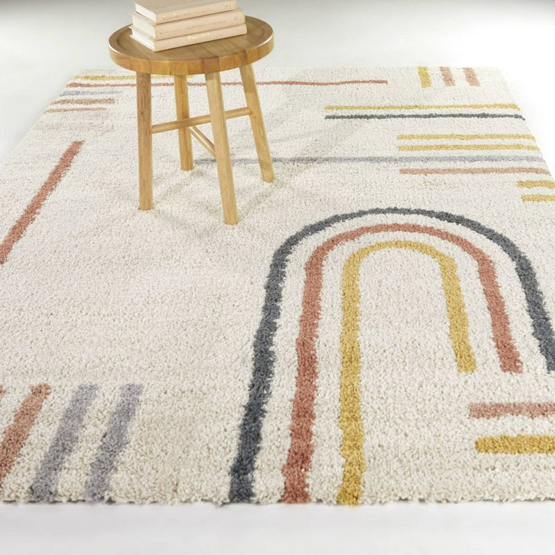 Balta Rugs 5'3"x7' Erin Striped Plush Teen Rug Cream: High Pile, Stain-Resistant, OEKO-TEX Certified, Indoor Use