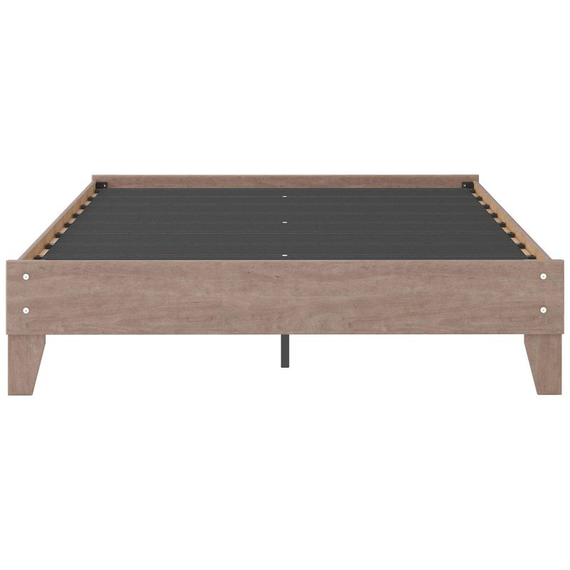 Signature Design by Ashley Queen Flannia Platform Bed Gray: Natural Finish, Wood Frame, No Box Spring Needed