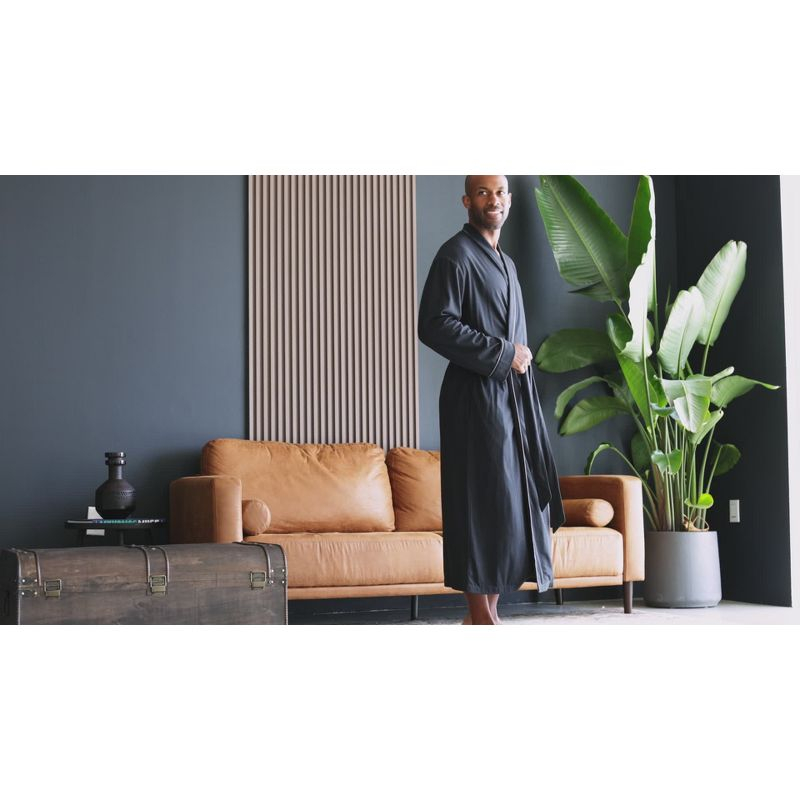 ADR Men's Robes, Mens Bathrobes Lightweight, Mens Robes with Pockets, Soft Cotton Knit Robe for Men Steel Gray Large