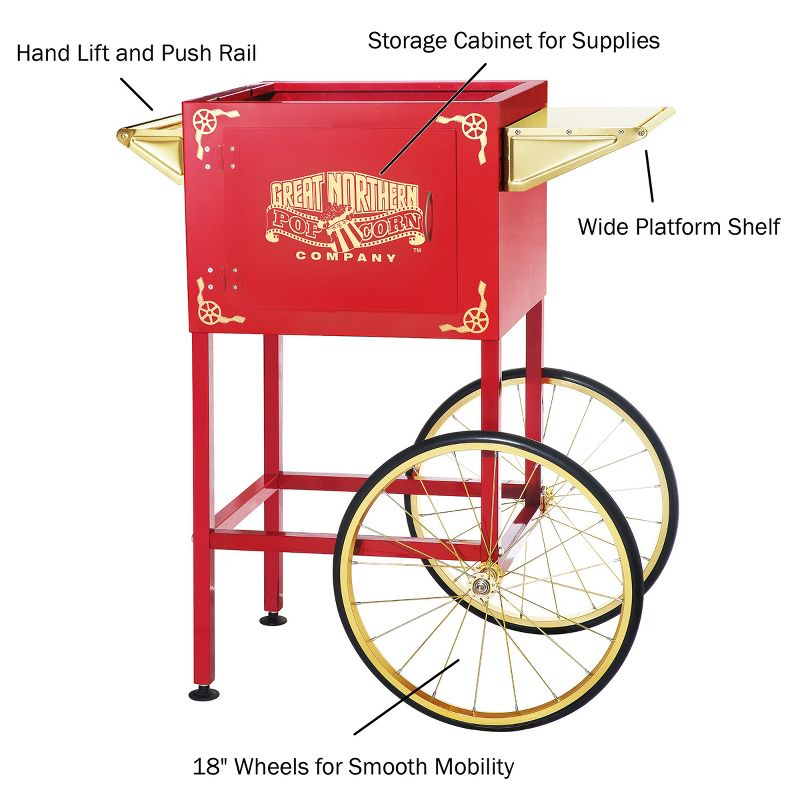 Great Northern Popcorn 8 oz. Roosevelt Replacement Popcorn Machine Cart - Red