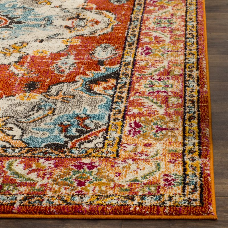 Monaco MNC243 Power Loomed Indoor Runner Rug - Orange/Light Blue - 2'2"x20' - Safavieh.