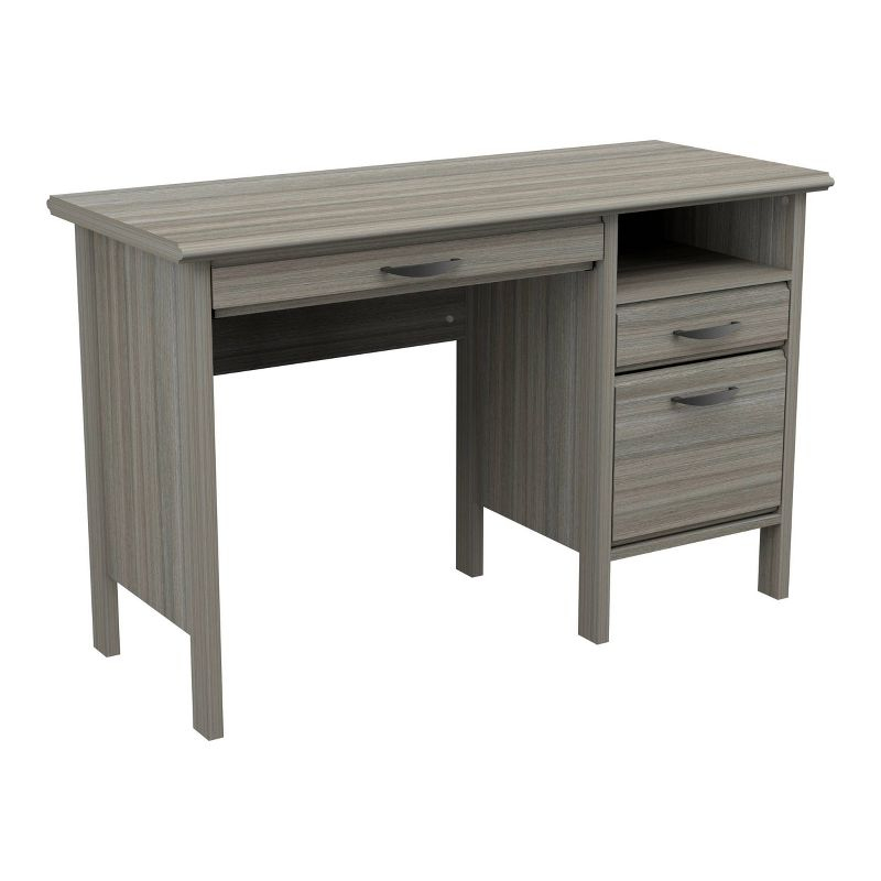 47" Computer Desk Smoked Oak - Inval: Home Office Furniture with Keyboard Tray & File Storage