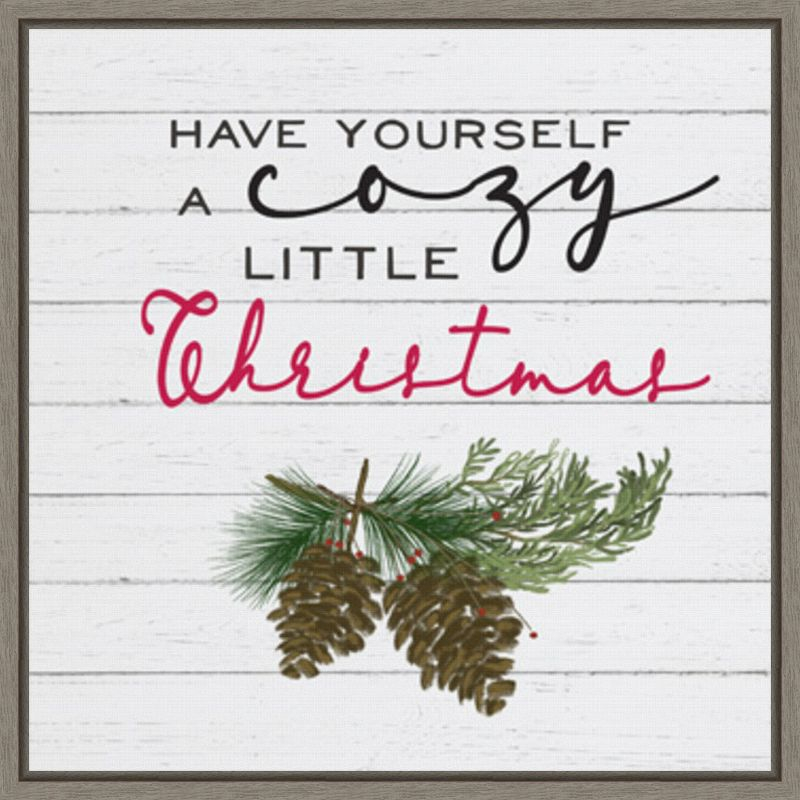 Amanti Art Cozy Christmas I-Pine cones by Hartworks Studio Canvas Wall Art Print Framed 22 x 22-in.