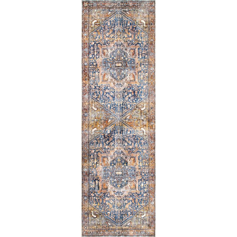 Nuloom Harriet Medallion 2x14 Runner Indoor Area Rug for Living Room Bedroom Dining Room Entryway Hallway Kitchen, Rust/Multicolor