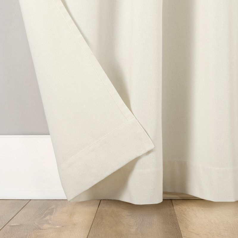 40"x63" Archaeo Light Filtering Cotton Blend Button Tab Top Curtain Panel Cream: Transitional Off-White Curtain