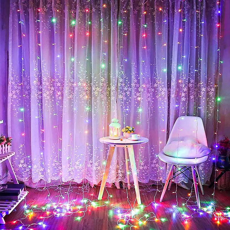 Twinkle Star 300 LED Window Curtain String Lights for Christmas, Wedding, Party, Garden, Indoor & Outdoor Decor - Purple