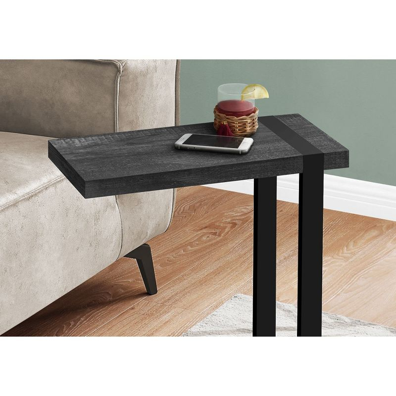 Monarch Specialties Accent Table, C-shaped, End, Side, Snack, Living Room, Bedroom, Black Laminate, Black Metal, Contemporary, Modern