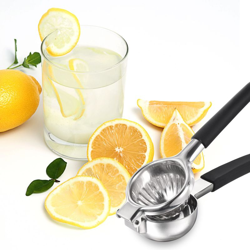 Unique Bargains Stainless Steel Lemon Citrus Manual Hand Squeezer  with Non-Slip Grip Handle Black