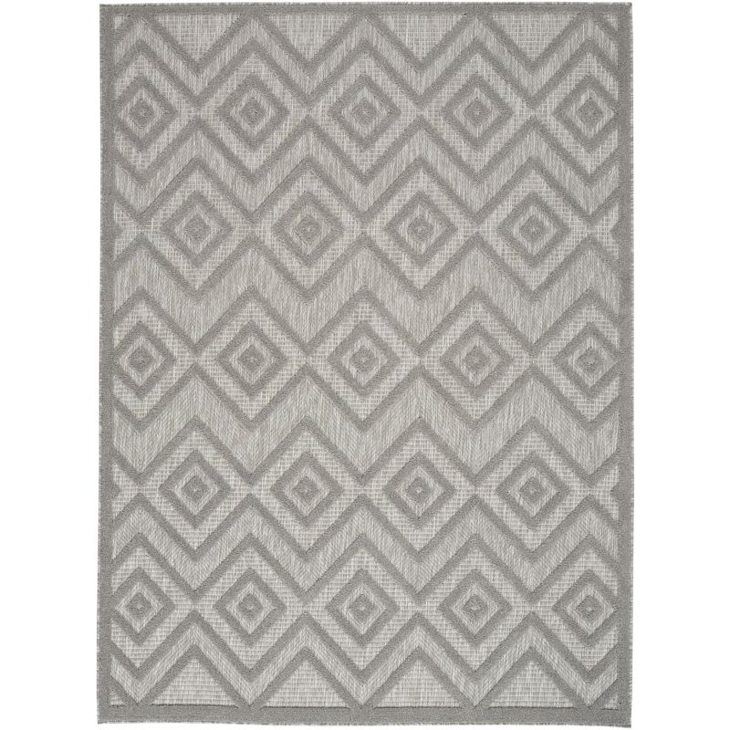 Nourison Versatile Diamond Geometric Flatweave Indoor Outdoor Area Rug Silver Grey 6' x 9'