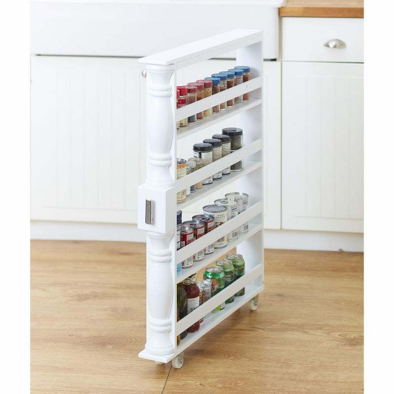 The Lakeside Collection Slim Rolling Can and Spice Racks - White