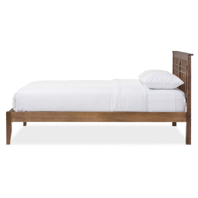 Queen Loafey Mid-Century Modern Solid Wood Platform Bed - Baxton Studio: Rubberwood, No Box Spring Required