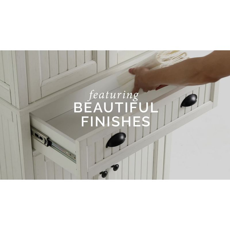 3pc Harper Entryway Hall Trees White - Crosley: Modern Farmhouse Organizer with 12 Hooks, Wood Veneer Finish
