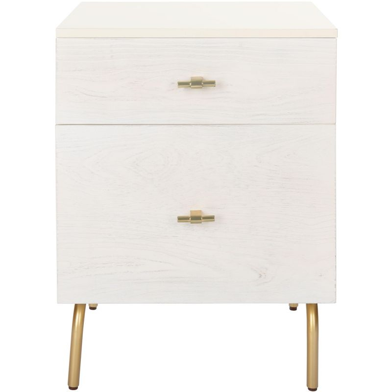 Genevieve 2 Drawer Nightstand - Cream/White Washed - Safavieh.