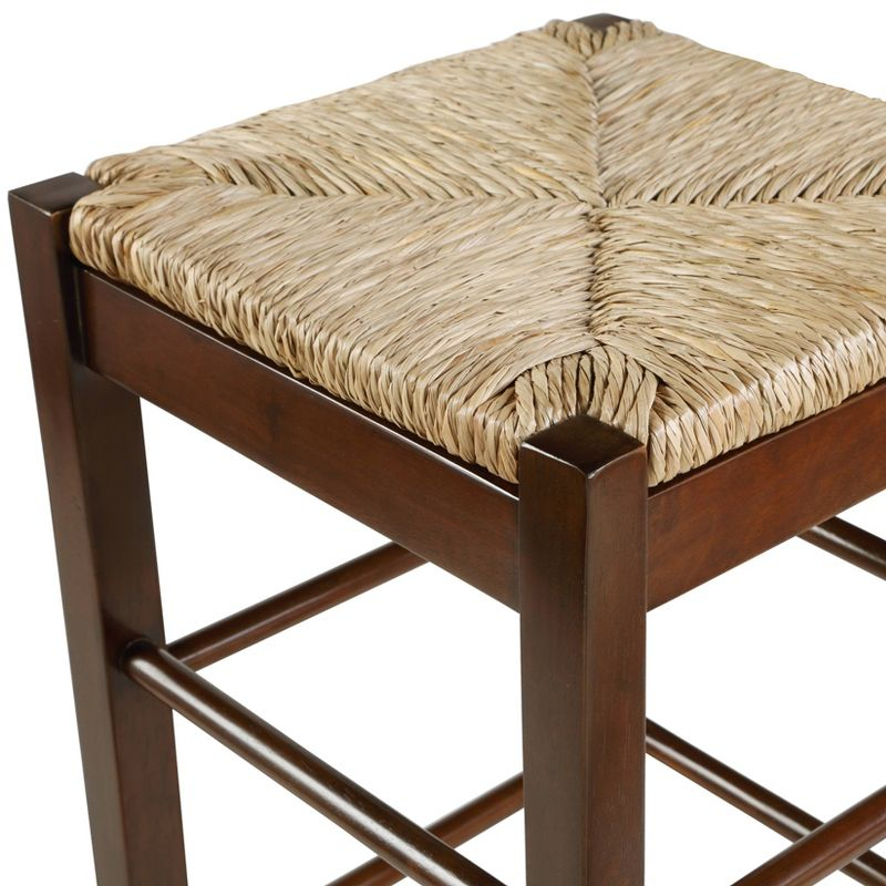 Boraam 24" Rush Seat Hardwood Counter Height Barstool Cappuccino: Solid Wood, Fixed Height, 300lb Capacity
