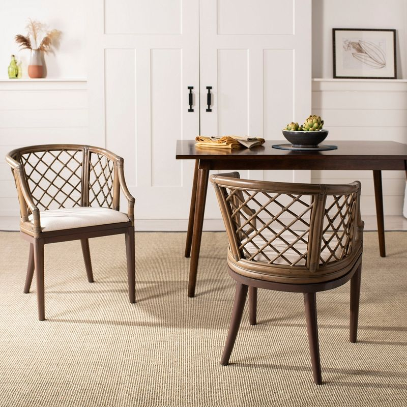 Carlotta Arm Chair - SEA4013 - Greige/White - Safavieh