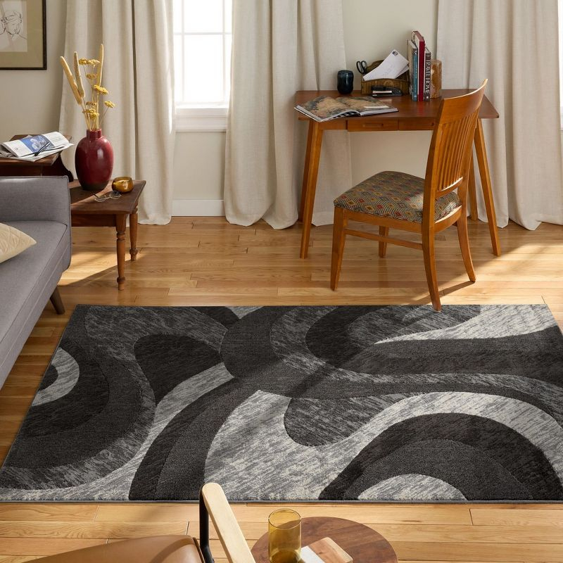 Home Dynamix Catalina Huron Contemporary Abstract Swirl Area Rug, Grey/Ivory, 7'10"x10'2"
