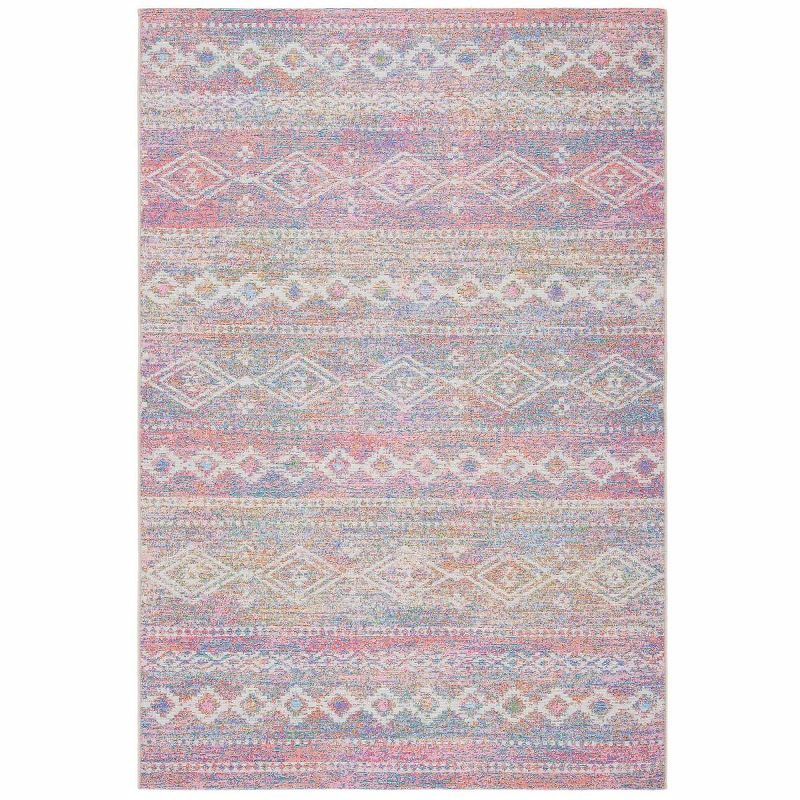 Summer SMR498 Power Loomed Indoor and Outdoor Area Rug - Ivory/Pink - 6'6"x9'4" - Safavieh.