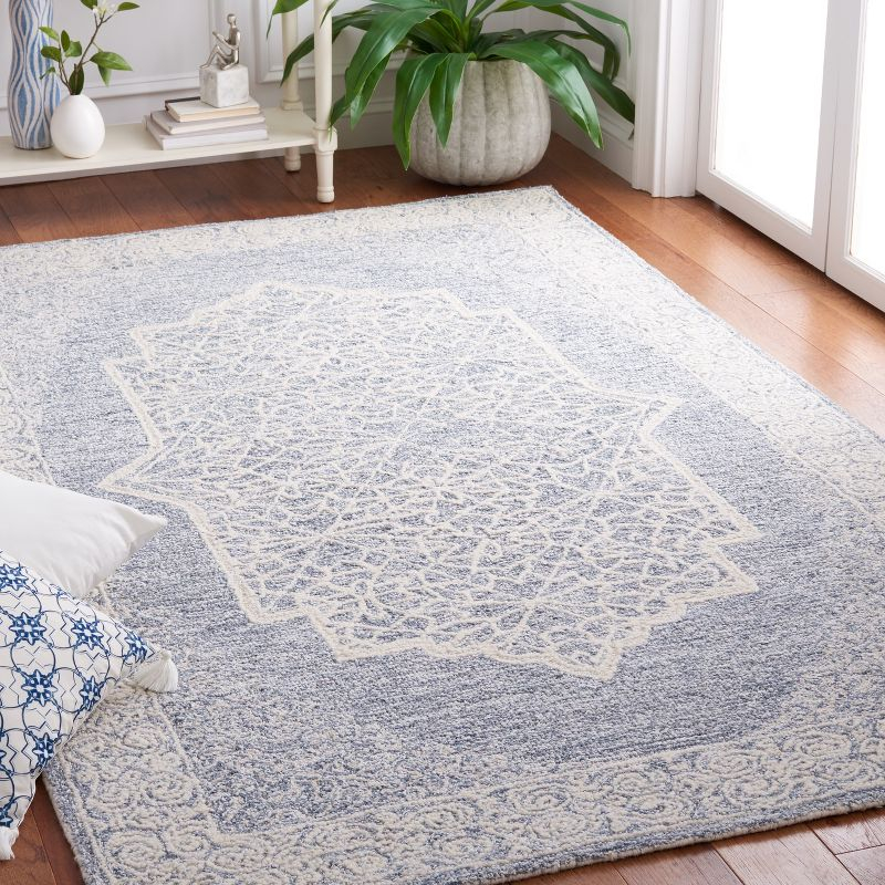 Abstract ABT352 Hand Tufted Area Rug - Ivory/Blue - 4'x6' - Safavieh.
