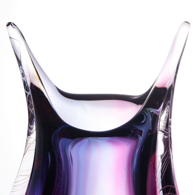 Luxury Lane Hand Blown Sommerso Art Glass Teardrop Vase Multicolored 8"H