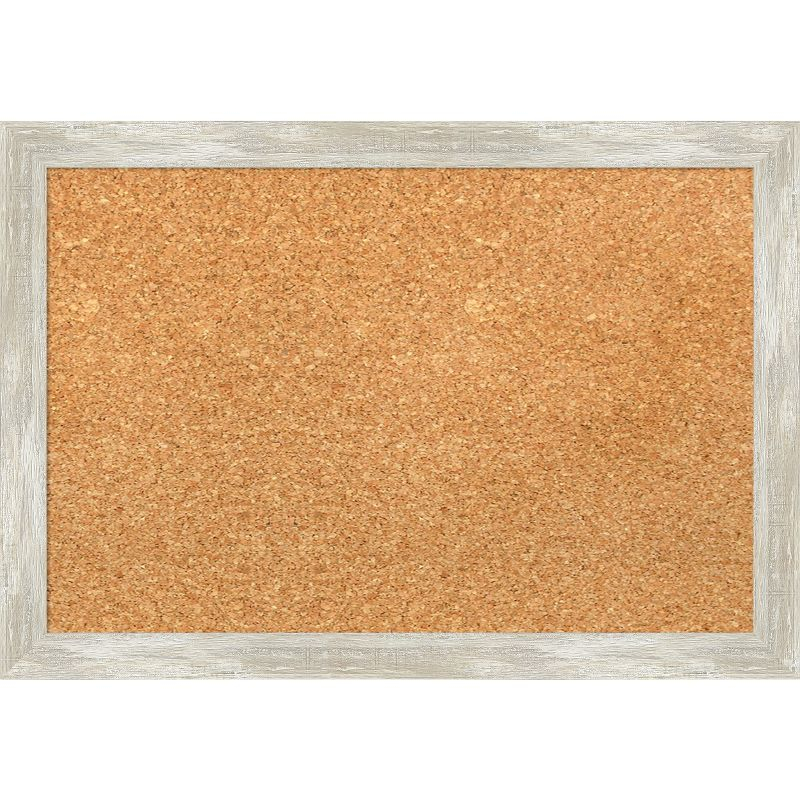 Amanti Art Natural Cork Board Framed Crackled Metallic Narrow Bulletin Board 20 in. x 14 in.