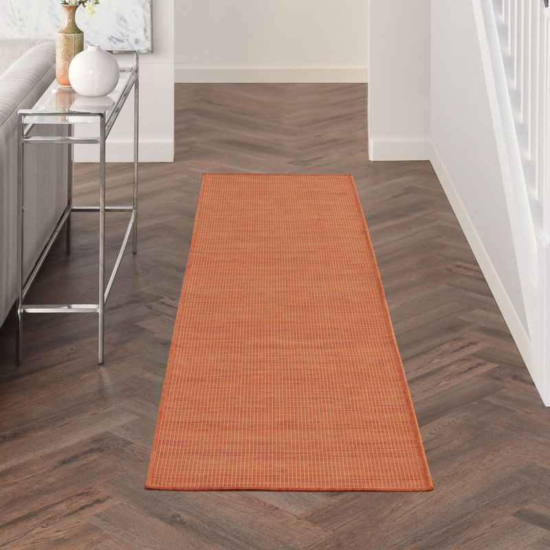 Nourison Positano Solid Indoor Outdoor Rug Terracotta 2' x 6'