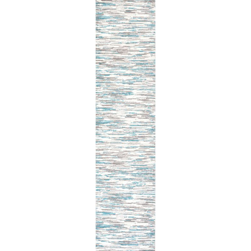2' x 8' Speer Abstract Linear Stripe Runner Rug, Gray/Blue - JONATHAN Y