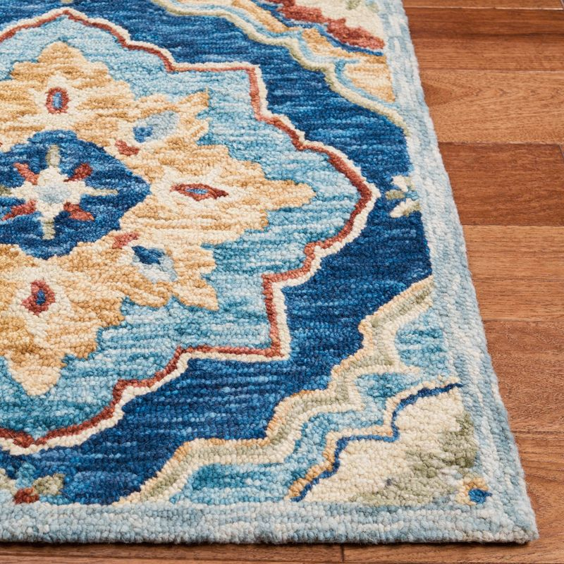 Suzani SZN503 Hand Tufted Area Rug - Navy/Green - 6'x6' - Safavieh.
