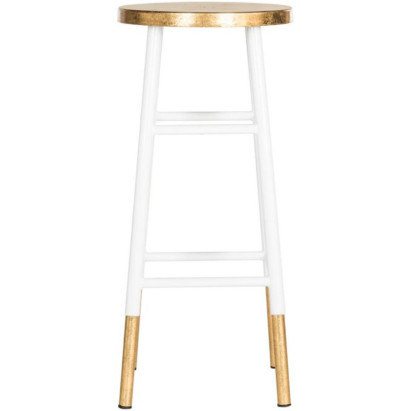 Emery Dipped Gold Leaf Bar Stool - FOX3230 - White/Gold - Safavieh Couture