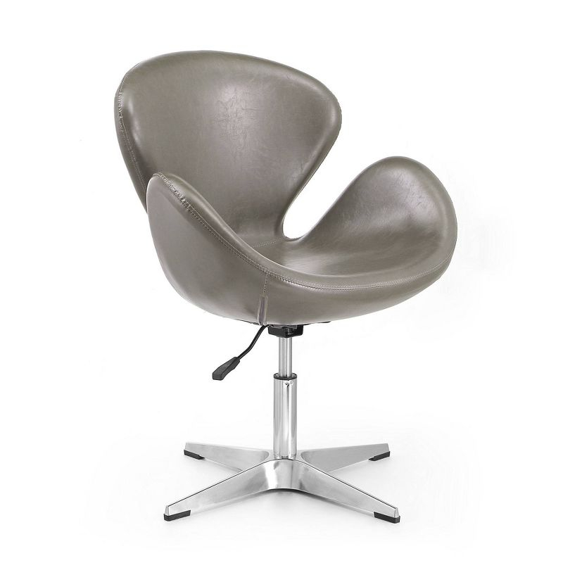 Set of 2 Raspberry Faux Leather Adjustable Swivel Chairs Pebble - Manhattan Comfort