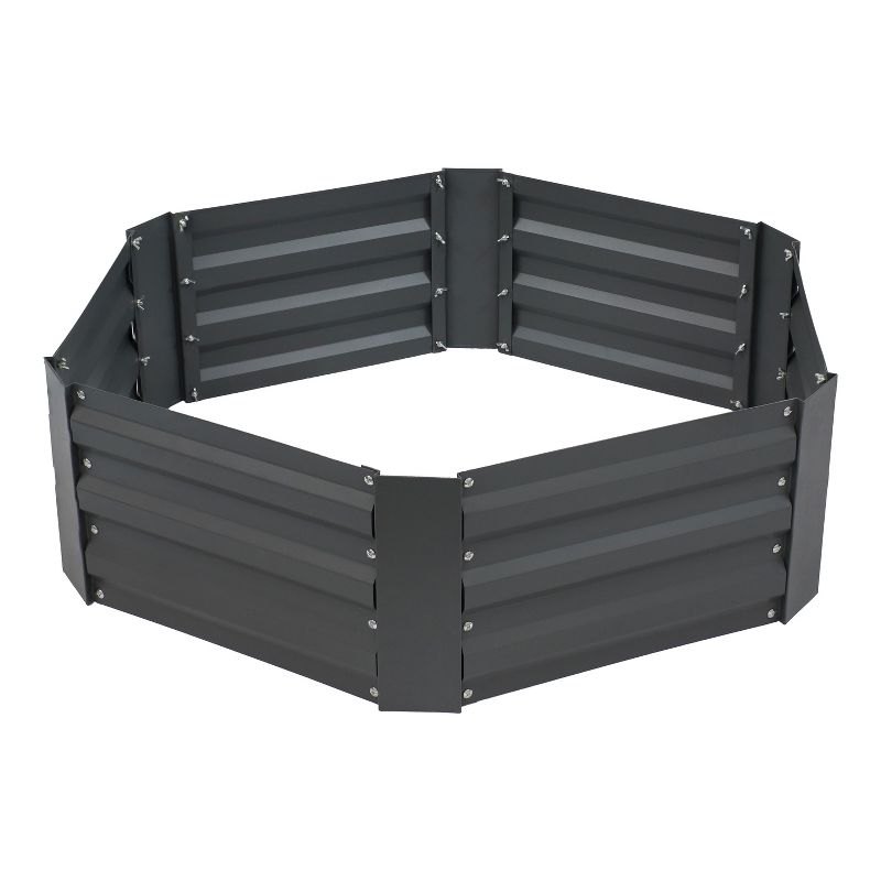 Sunnydaze Galvanized Steel Hexagon-Shaped Raised Garden Bed - Gray