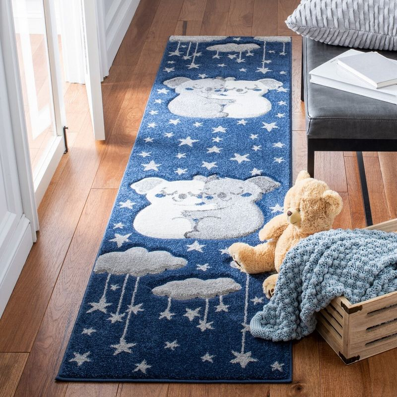 Carousel Kids  CRK195 Loomed Indoor Runner Rug - Navy/Grey - 2'x8' - Safavieh