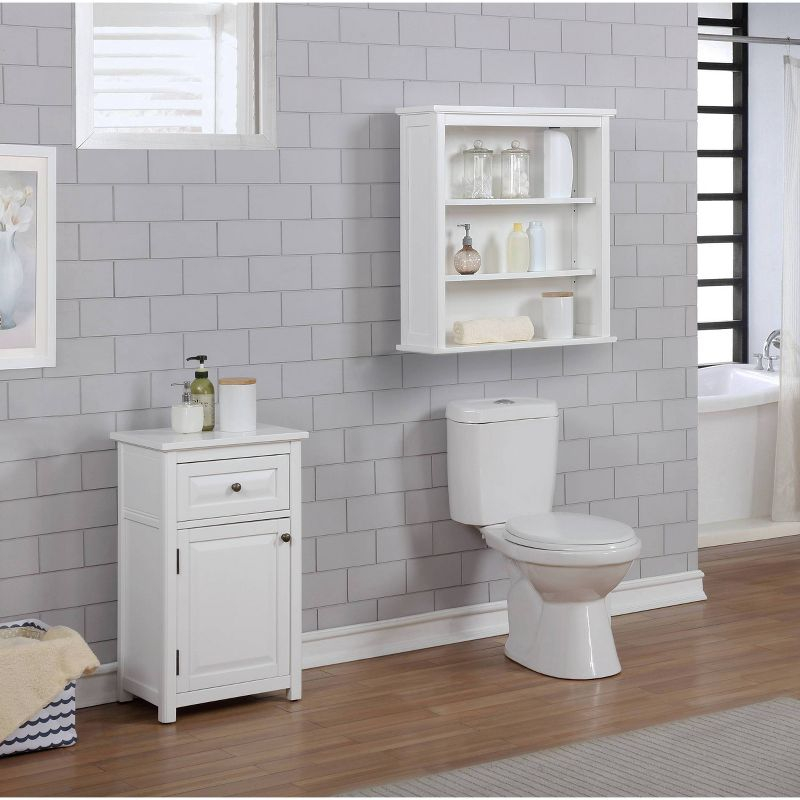 Dorset Wall Mounted Bath Storage Cabinet with Two Open Shelves White - Alaterre Furniture: Hardwood Construction, No Assembly Required