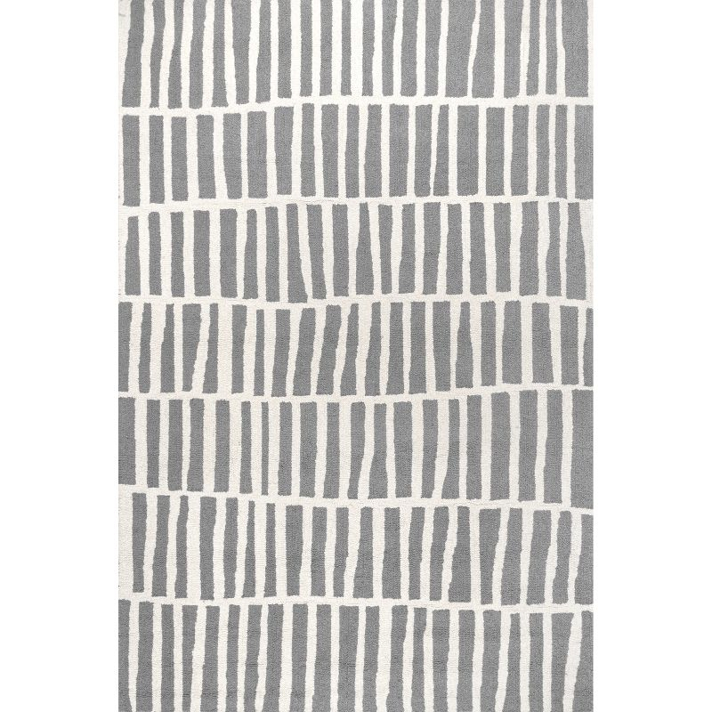 Nuloom Lemuel Geometric 8x10 Wool Indoor Area Rug for Living Room Bedroom Dining Room Kitchen, Grey/Ivory