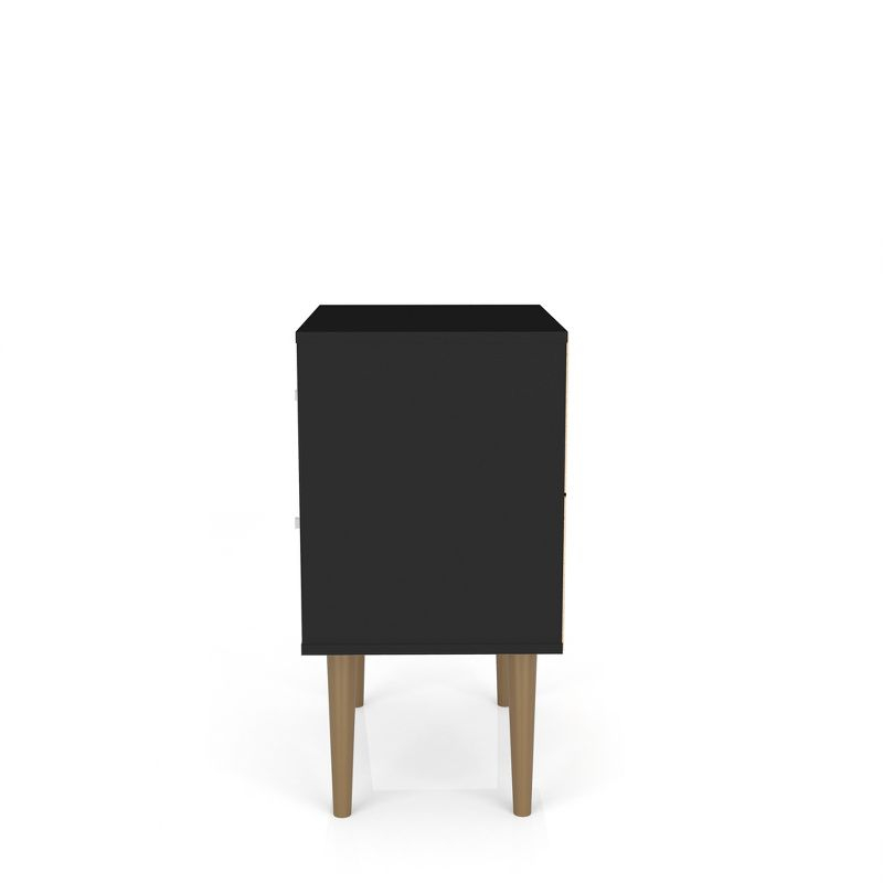 Manhattan Comfort Liberty 2.0 Mid Century Modern Nightstand Black: Particle Board Construction, Storage Drawer, Rectangle Shape