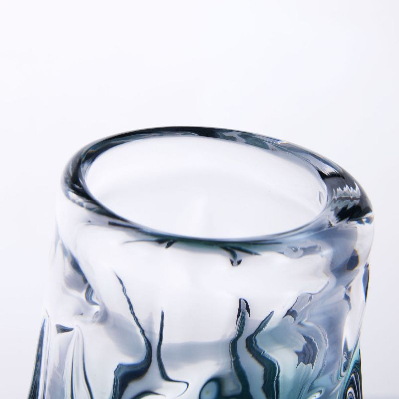 Luxury Lane Hand Blown Laine Art Glass Vase Forest Green Ombre 12.5"H