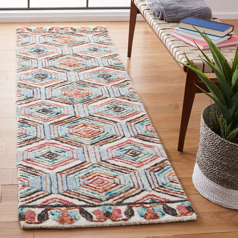 Trace TRC522 Hand Tufted Runner Rug - Ivory/Light Blue - 2'3"x12' - Safavieh.