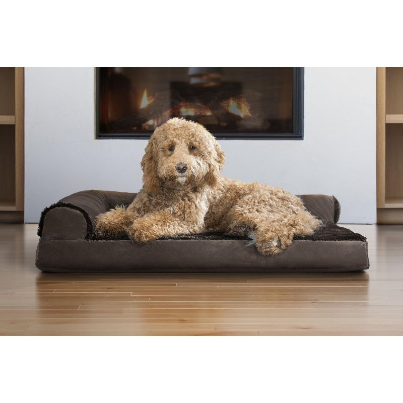 FurHaven Plush & Velvet Deluxe L-Chaise Orthopedic Pet Bed