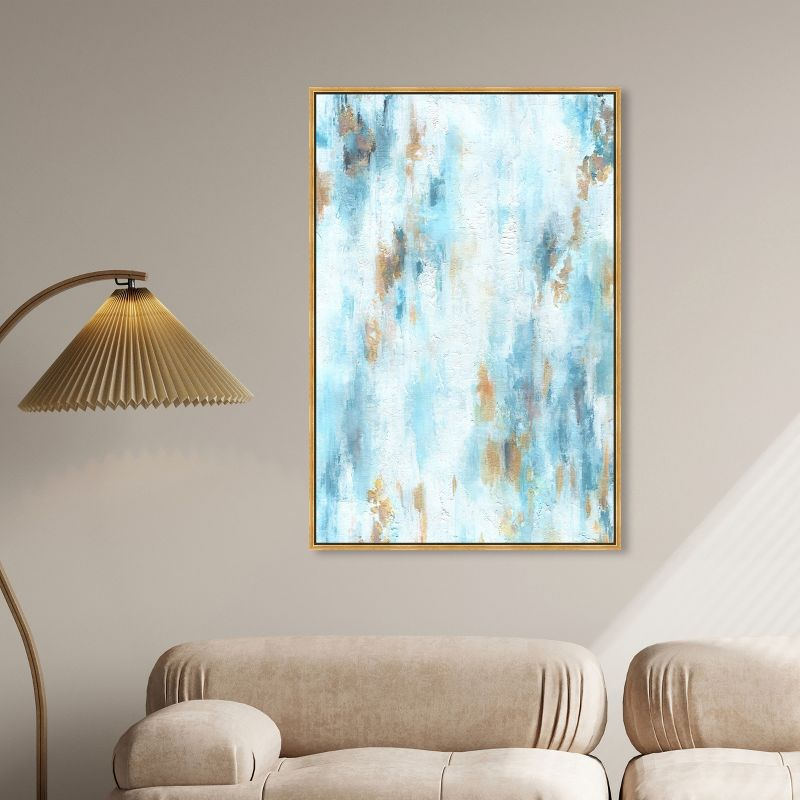Art Remedy Textured Shades Blue Abstract Wall Art, 30" x 45", Gold Frame