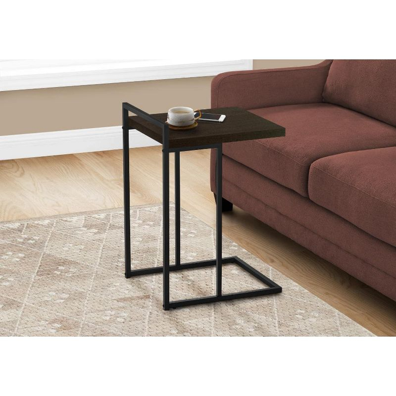 Monarch Specialties Accent Table, C-shaped, End, Side, Snack, Living Room, Bedroom, Brown Laminate, Black Metal, Contemporary, Modern