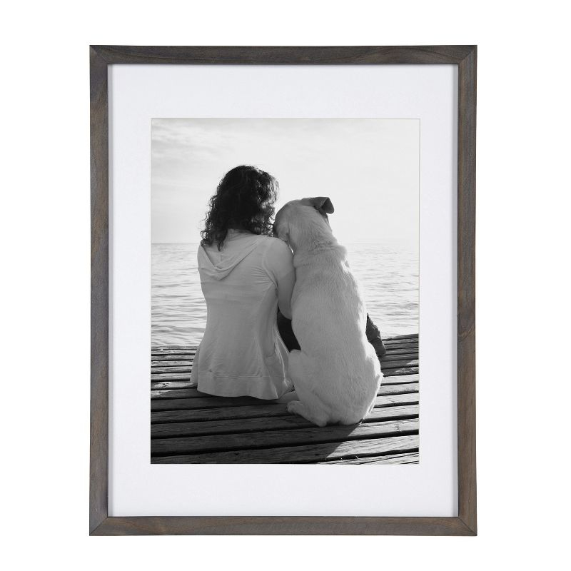 DesignOvation Gallery Rectangle Wood Wall Frame, 14x18 matted to 11x14, Gray